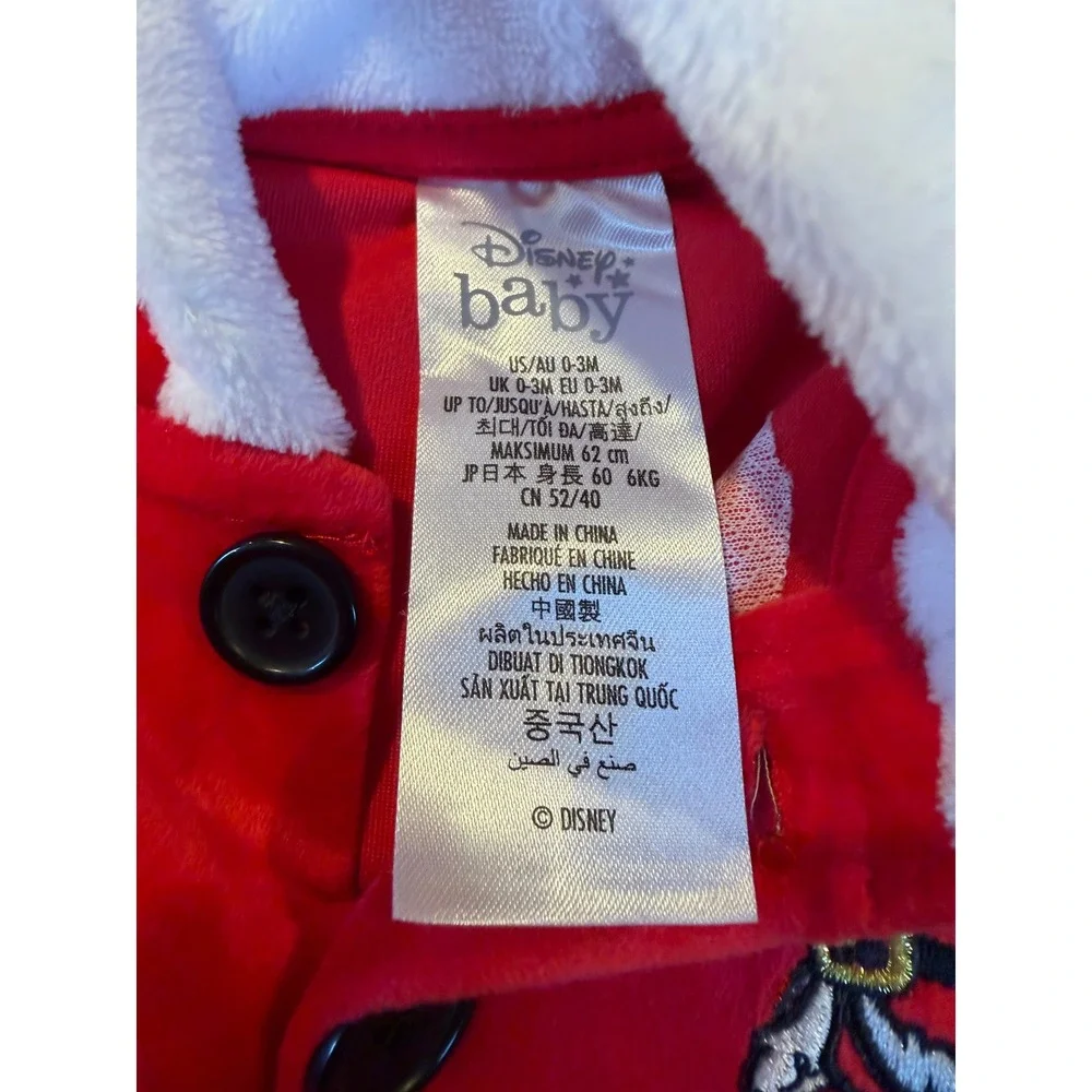 NWT Disney Baby Mickey Mouse Santa Suit Red Velour Hooded Jacket Pants Set 0-3M